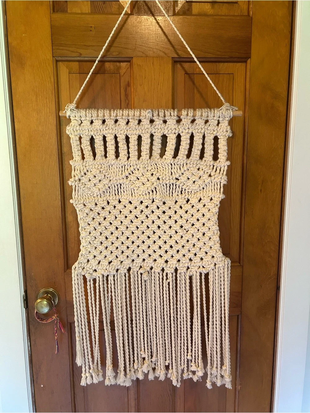 Handmade Cream Macramé Wall Tapestry - Boho Textured Hanging